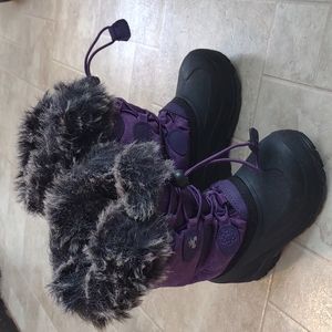 Kamik Girls Faux Fur Lined Insualted Snow Boots Winter Waterproof Purple Sz 10c